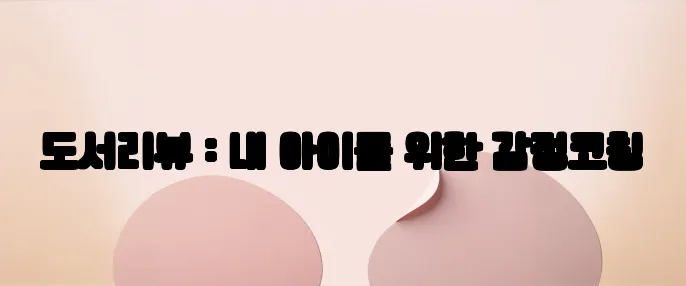 도서리뷰 : 내 아이를 위한 감정코칭