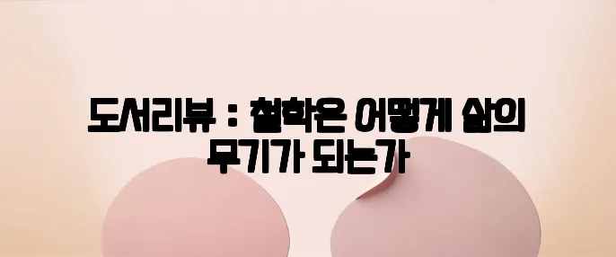 도서리뷰 : 철학은 어떻게 삶의 무기가 되는가